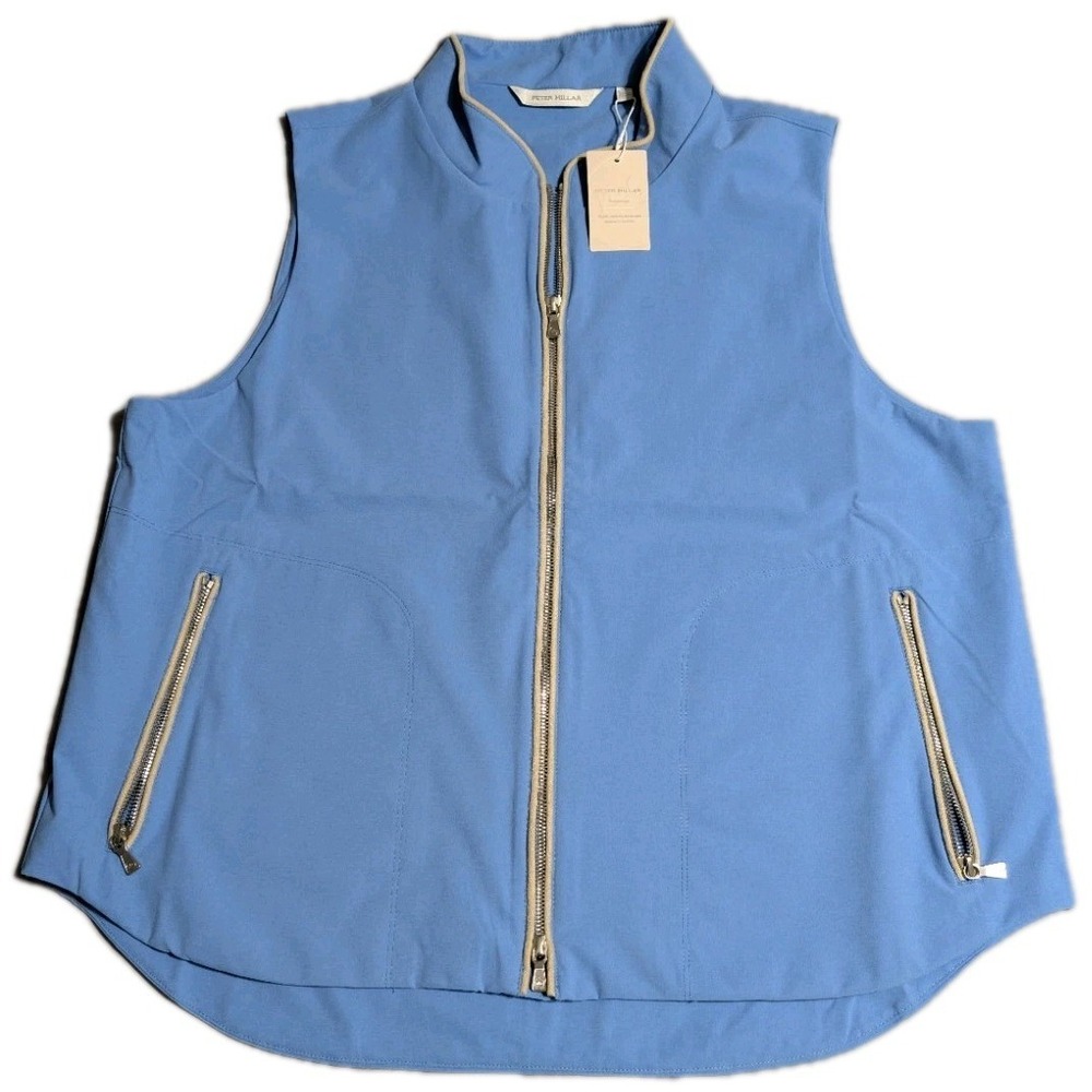 NWT Peter Millar Womens Surge Vest XXL Blue Performance Full Zip Stretch Vest